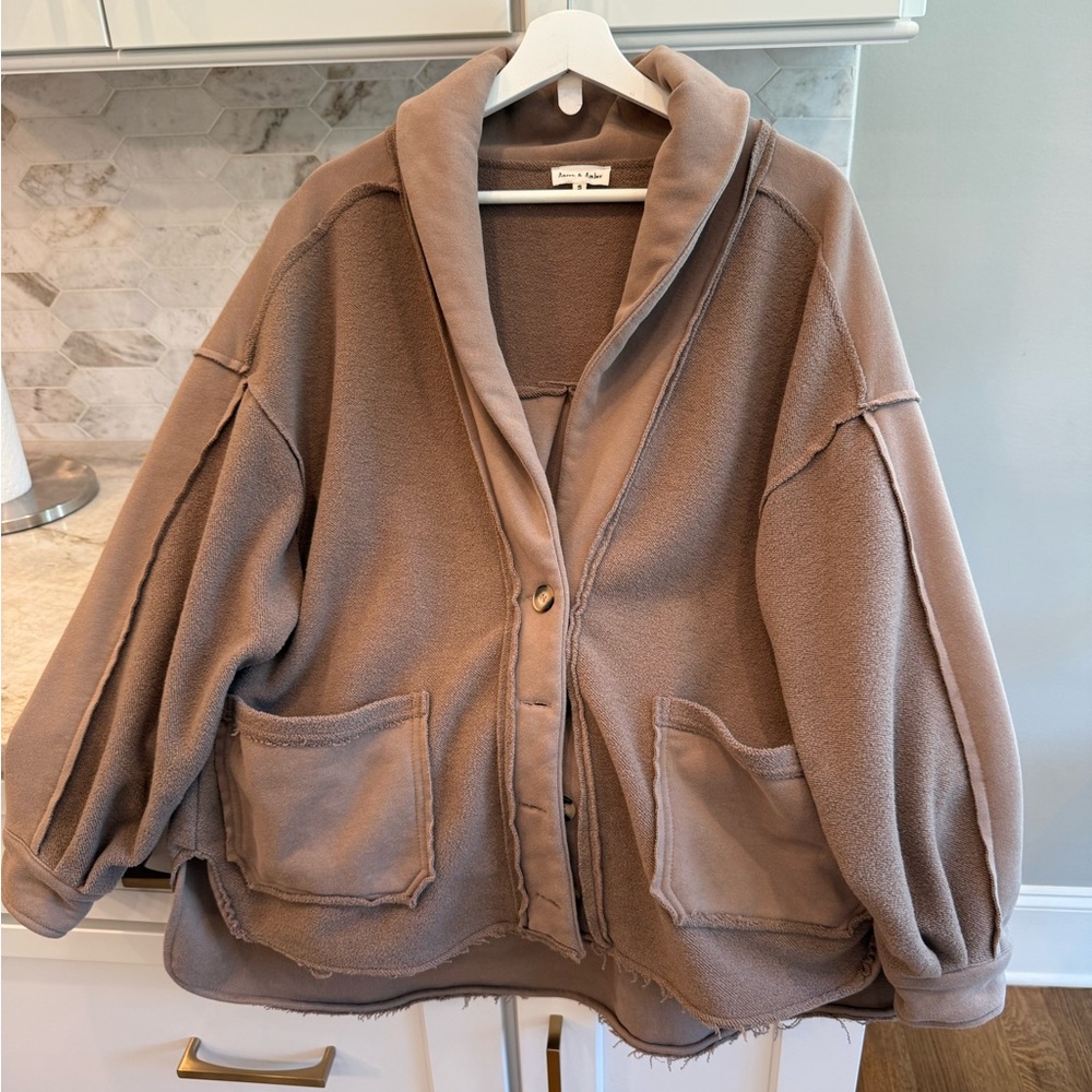 Aaron & Amber Cozy Tan Fleece Oversized Cardigan